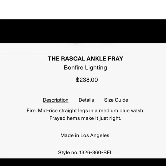 MOTHER The Rascal Ankle Fray in Bonfire Lighting Size 26 flawed see pic - Picture 7 of 16